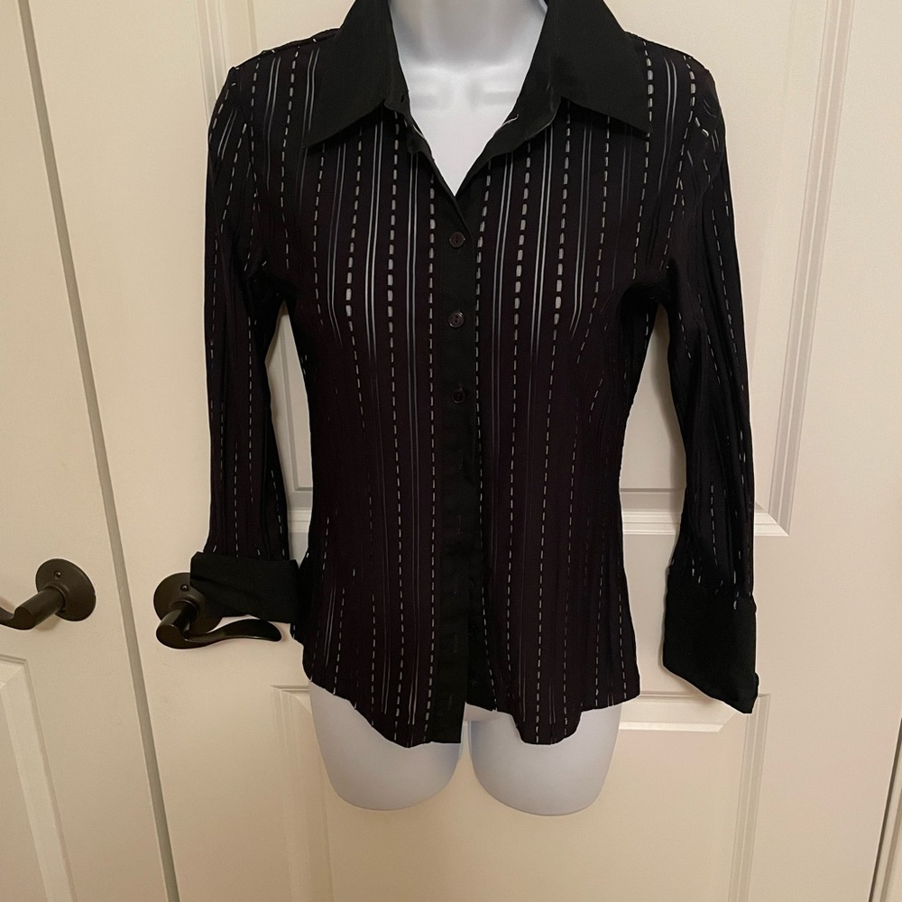 Ann Fontaine Sz 2 black blouse